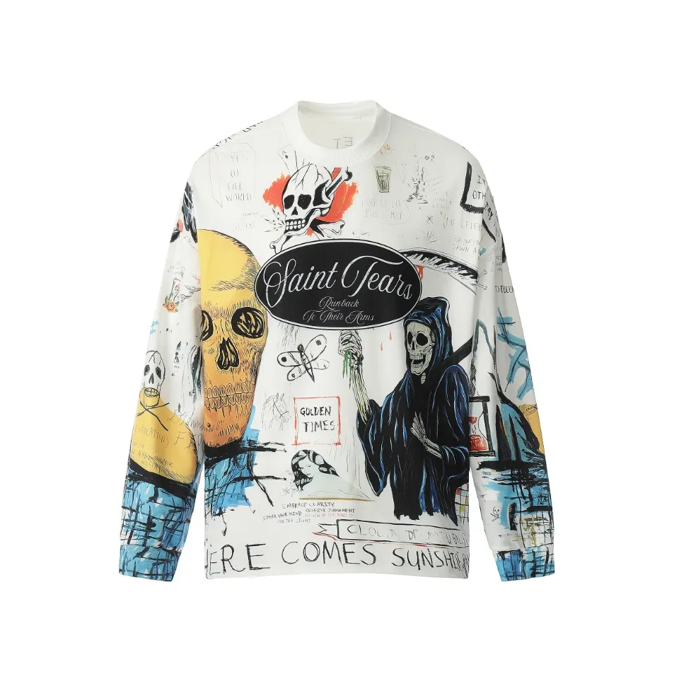 Saint michael tears all-over printed long-sleeved vintage autumn and winter T-shirt Style number: 110 Size: M L XL Wholesale price: 136 Color: Picture color